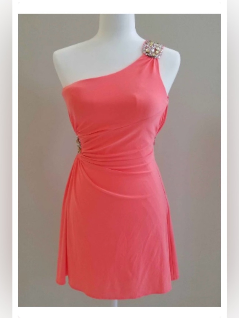 Hailey Logan by Adrianna Papell One-Shoulder Coral Dress